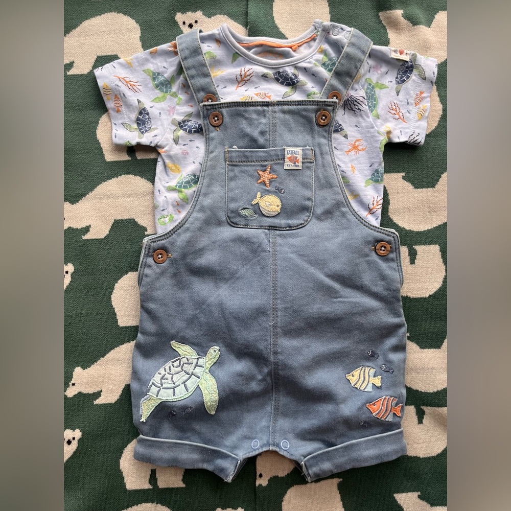 Overalls and onesie set by Fat Face